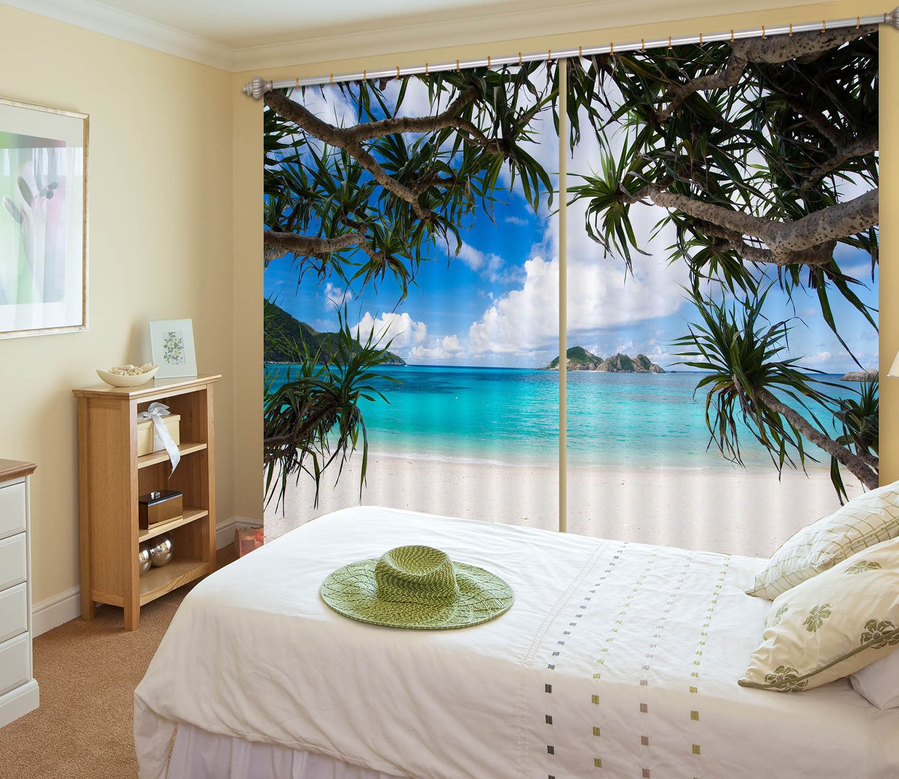 3D Beach Water 822 Curtains Drapes Wallpaper AJ Wallpaper 