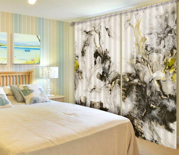 3D Black Wave Turbulence 30 Curtains Drapes Curtains AJ Creativity Home 