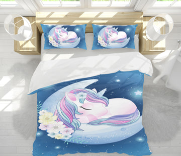 3D Moon Unicorn 67040 Bed Pillowcases Quilt
