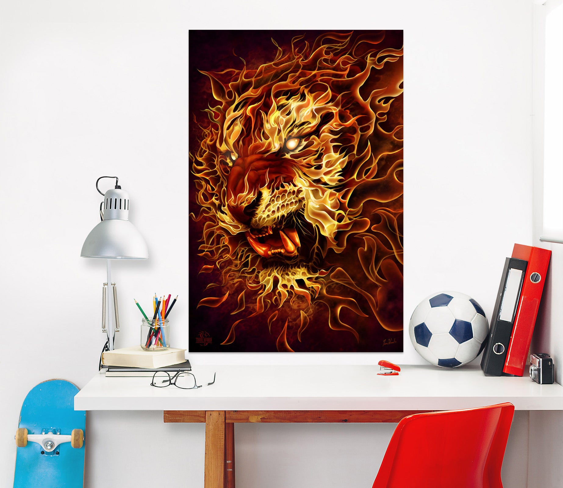3D Flame Tiger 5134 Tom Wood Wall Sticker