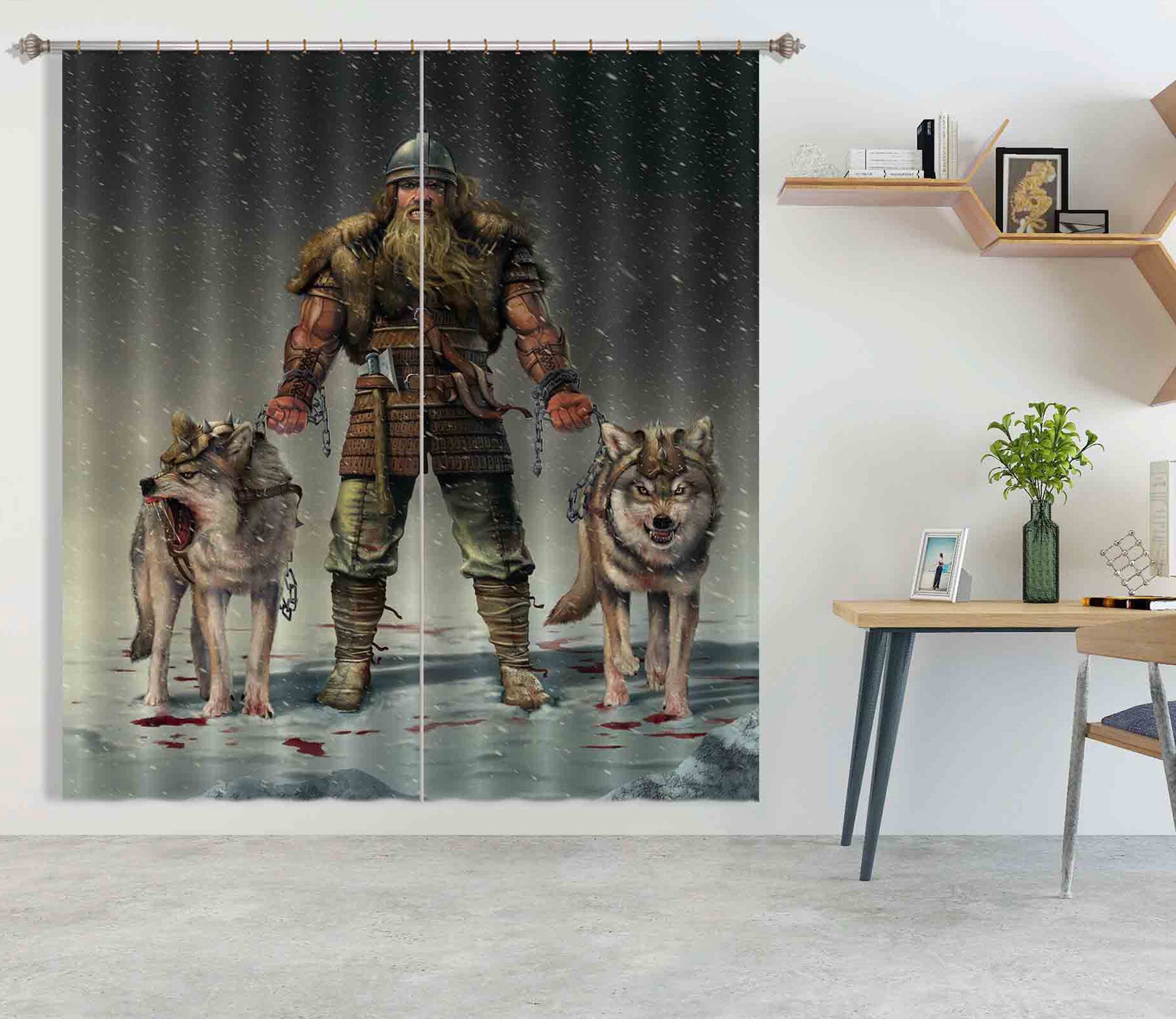3D Mountain Viking 054 Vincent Hie Curtain Curtains Drapes
