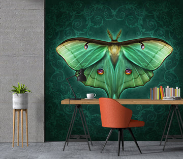 3D Green Moth 8755 Brigid Ashwood Wall Mural Wall Murals