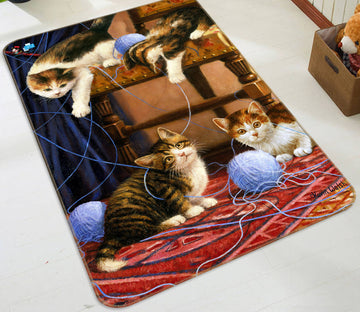 3D Cat Wool 028 Kevin Walsh Rug Non Slip Rug Mat