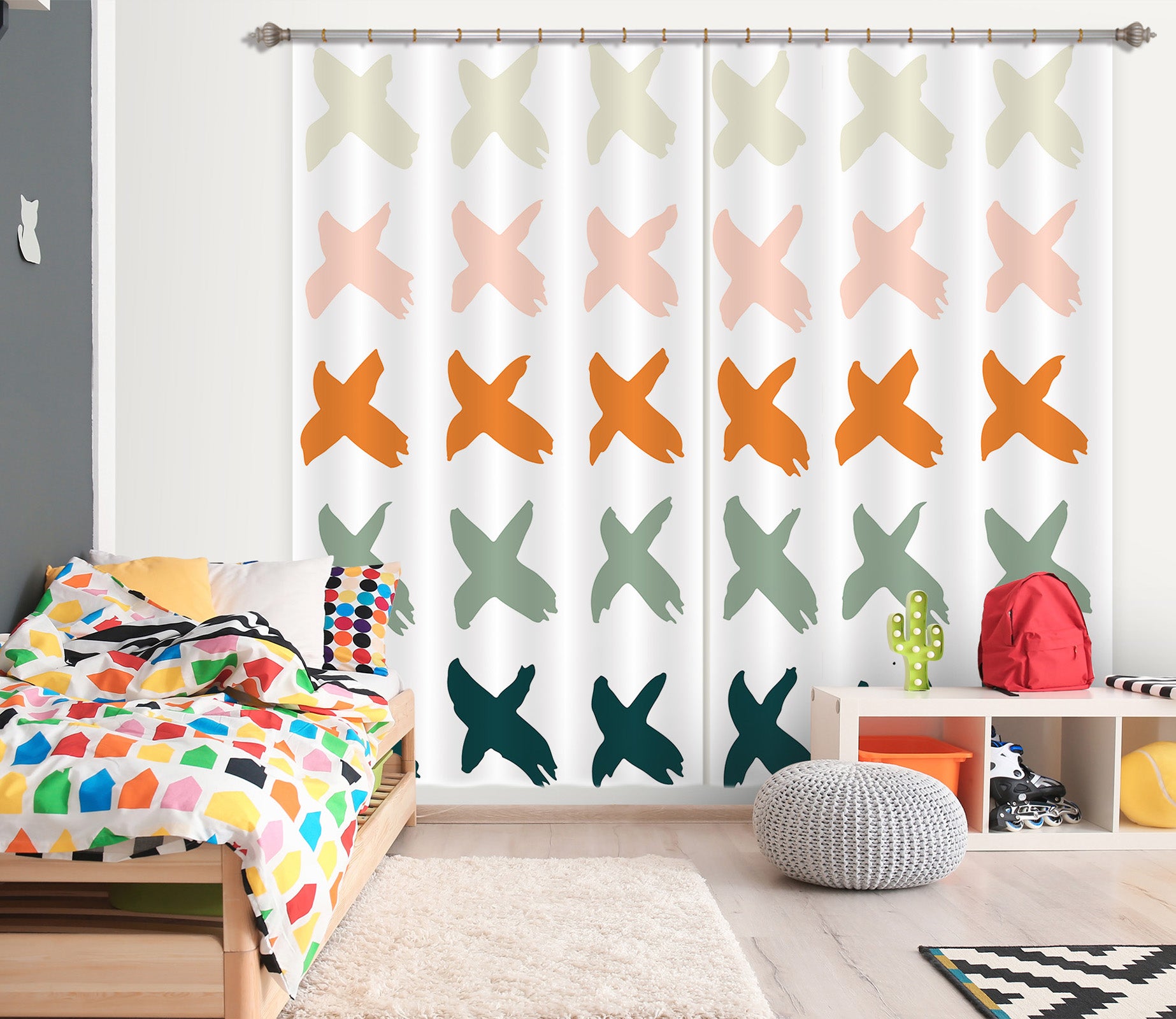 3D Colored Cross 111112 Kashmira Jayaprakash Curtain Curtains Drapes