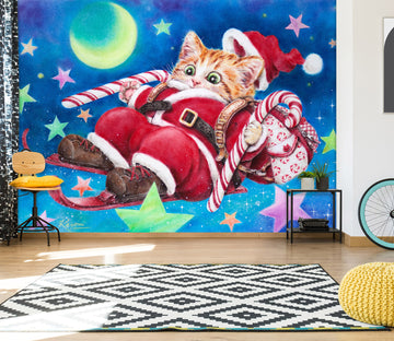 3D Christmas Cat Moon 5432 Kayomi Harai Wall Mural Wall Murals
