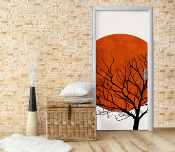 3D Red Sun Trees 10157 Boris Draschoff Door Mural