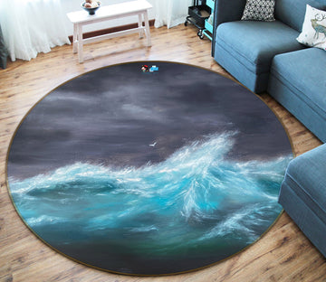 3D Waves 9727 Marina Zotova Rug Round Non Slip Rug Mat