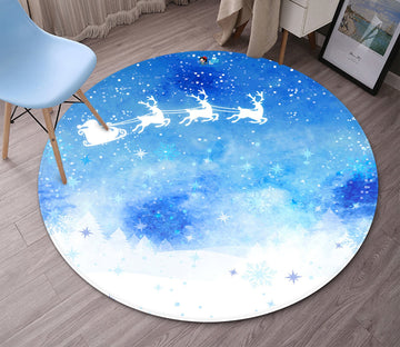 3D White Sled Deer 099 Round Non Slip Rug Mat Mat AJ Creativity Home 