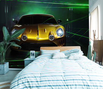 3D Golden Luxury Car 239 Vehicle Wall Murals