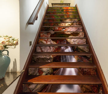 3D Textured Stone Waterfall 322 Stair Risers