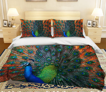 3D Orange Peacock 099 Bed Pillowcases Quilt