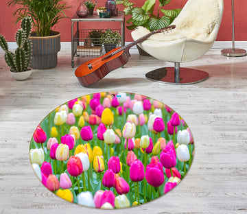 3D Tulip Garden 7525 Assaf Frank Rug Round Non Slip Rug Mat