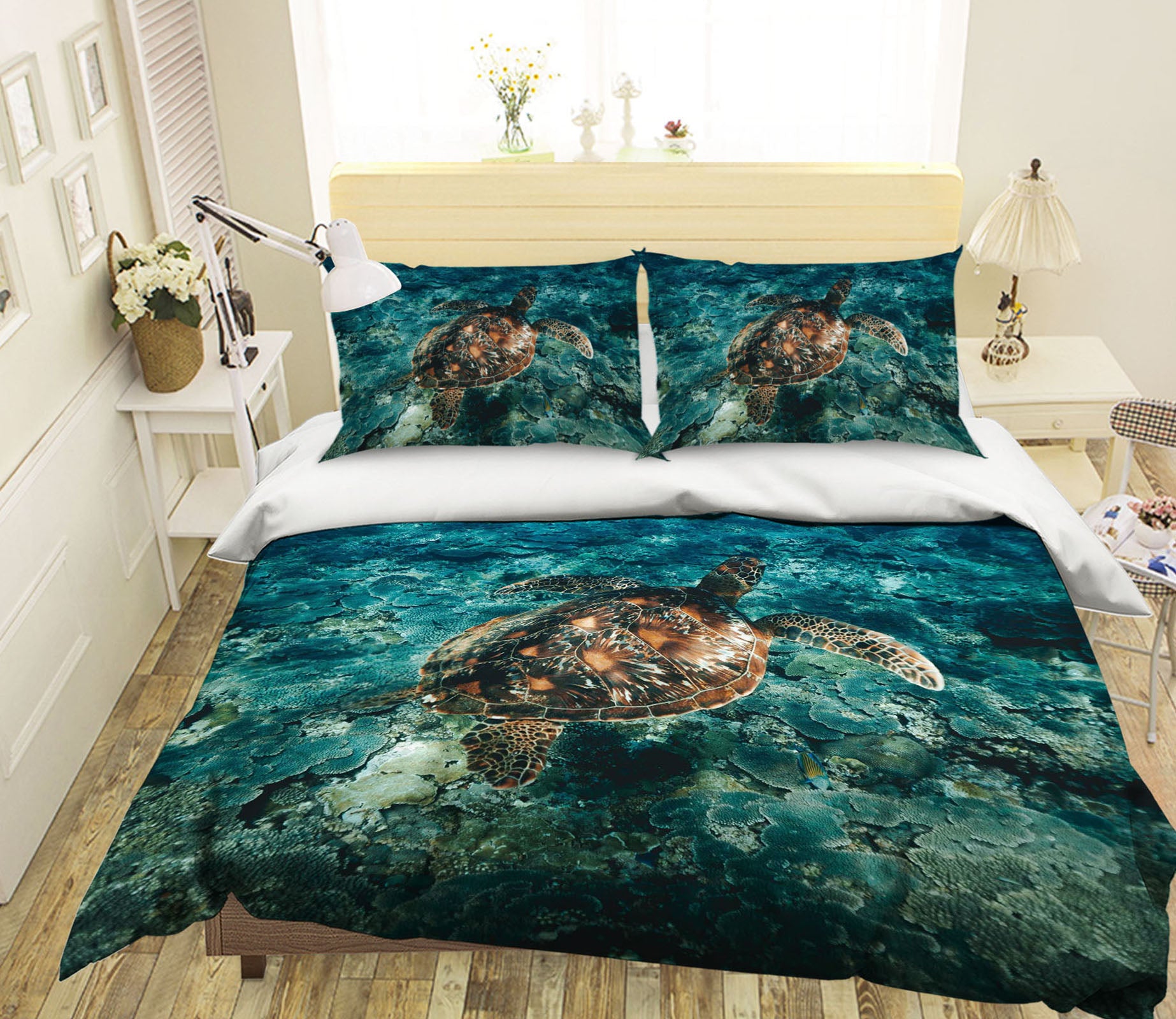 3D Deep Sea Turtle 1937 Bed Pillowcases Quilt