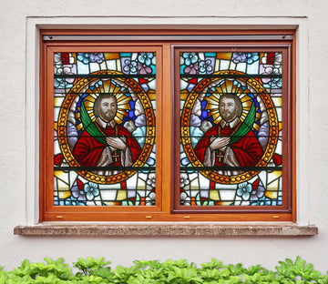 3D Noble Man 003 Window Film Print Sticker Cling Stained Glass UV Block