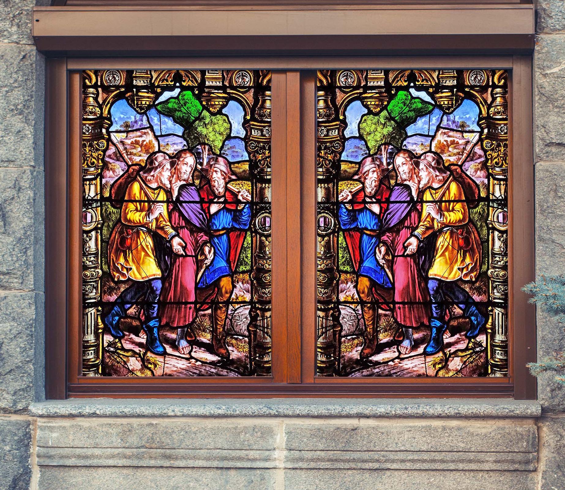 3D Country Man 222 Window Film Print Sticker Cling Stained Glass UV Block