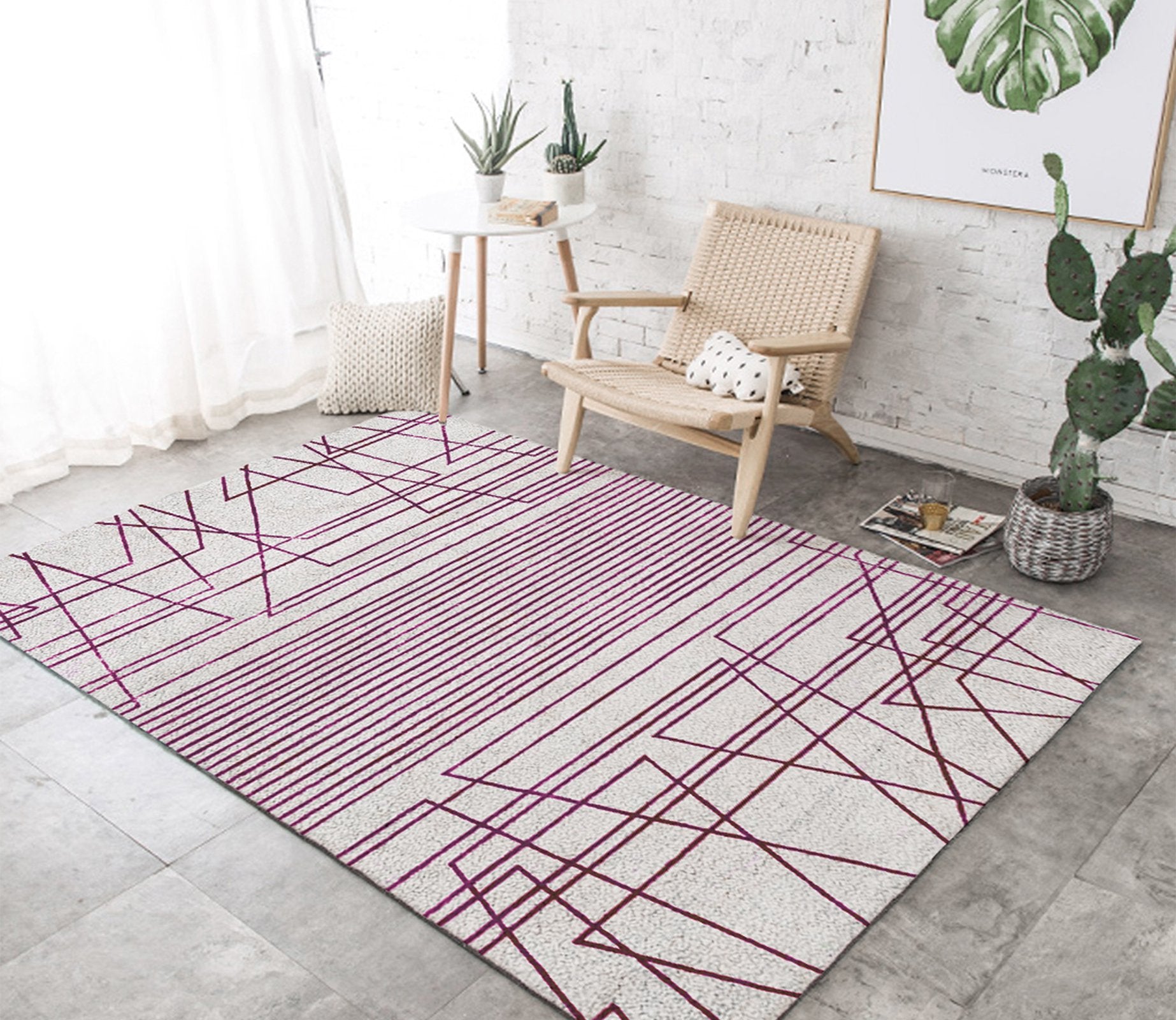 3D Purple Lines WG118 Non Slip Rug Mat Mat AJ Creativity Home 