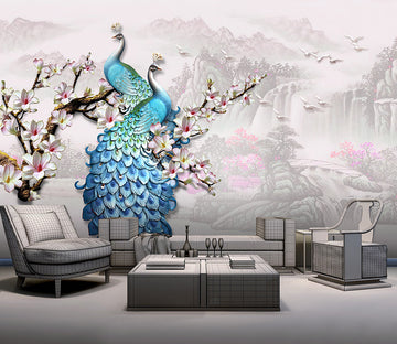 3D Peacock Flower WG026 Wall Murals