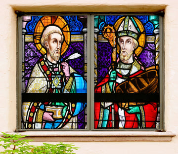 3D Catholic Old Man 158 Window Film Print Sticker Cling Stained Glass UV Block