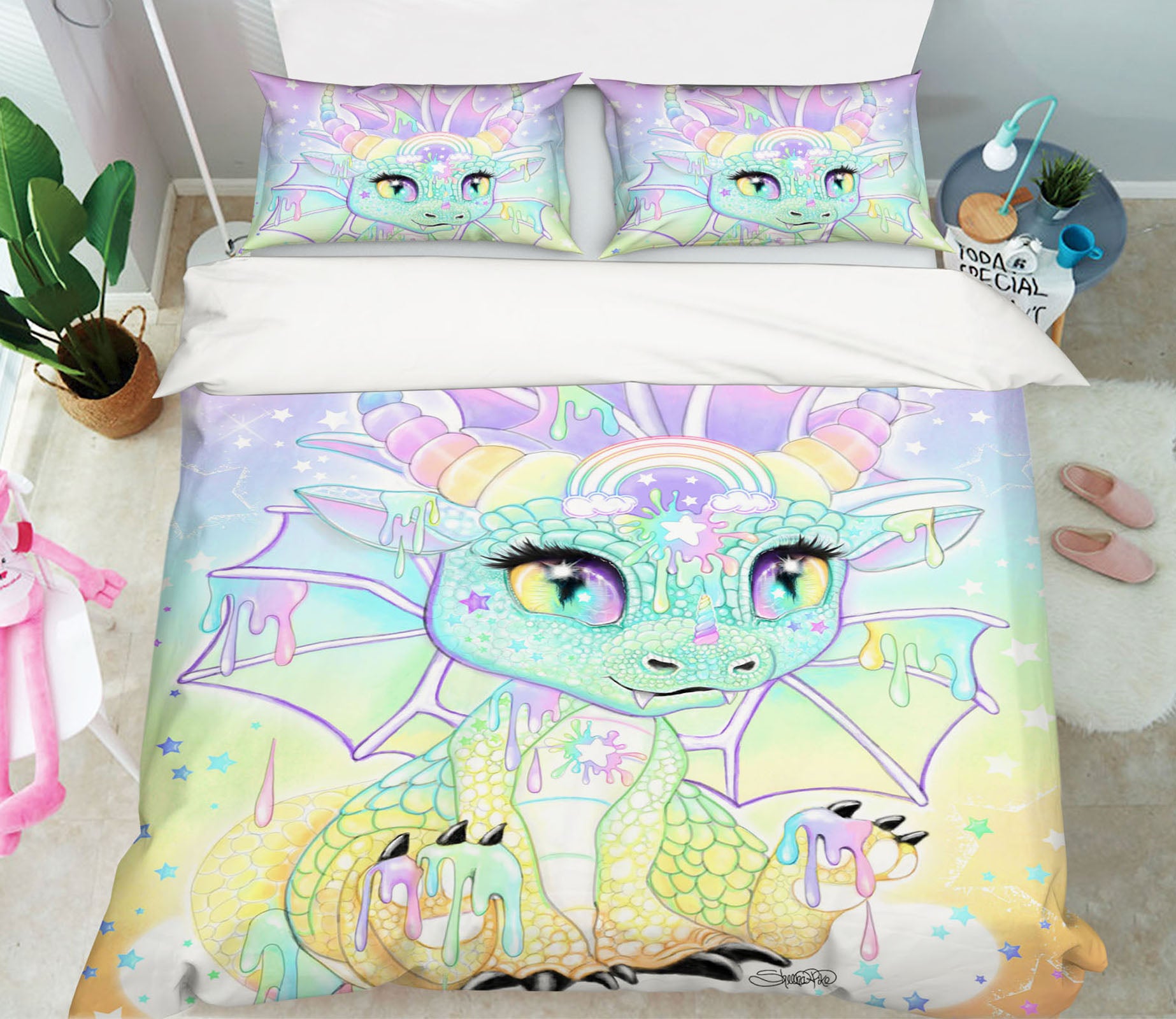 3D Rainbow Cartoon Dragon 8615 Sheena Pike Bedding Bed Pillowcases Quilt Cover Duvet Cover