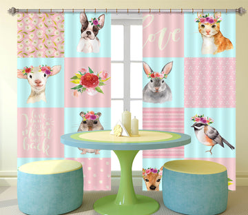 3D Puppy Rabbit 117 Uta Naumann Curtain Curtains Drapes