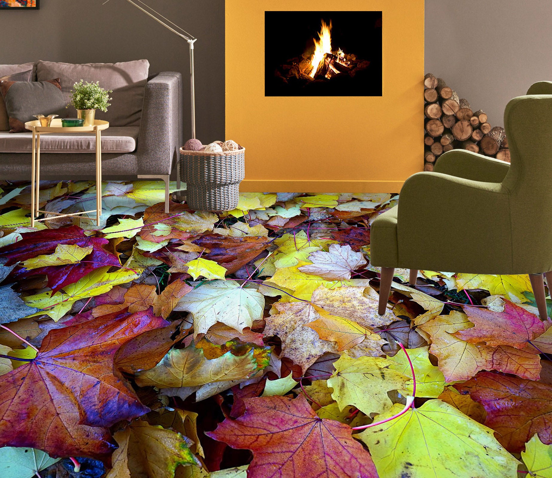 3D Chic Purple Maple Leaves 1497 Floor Mural  Wallpaper Murals Self-Adhesive Removable Print Epoxy