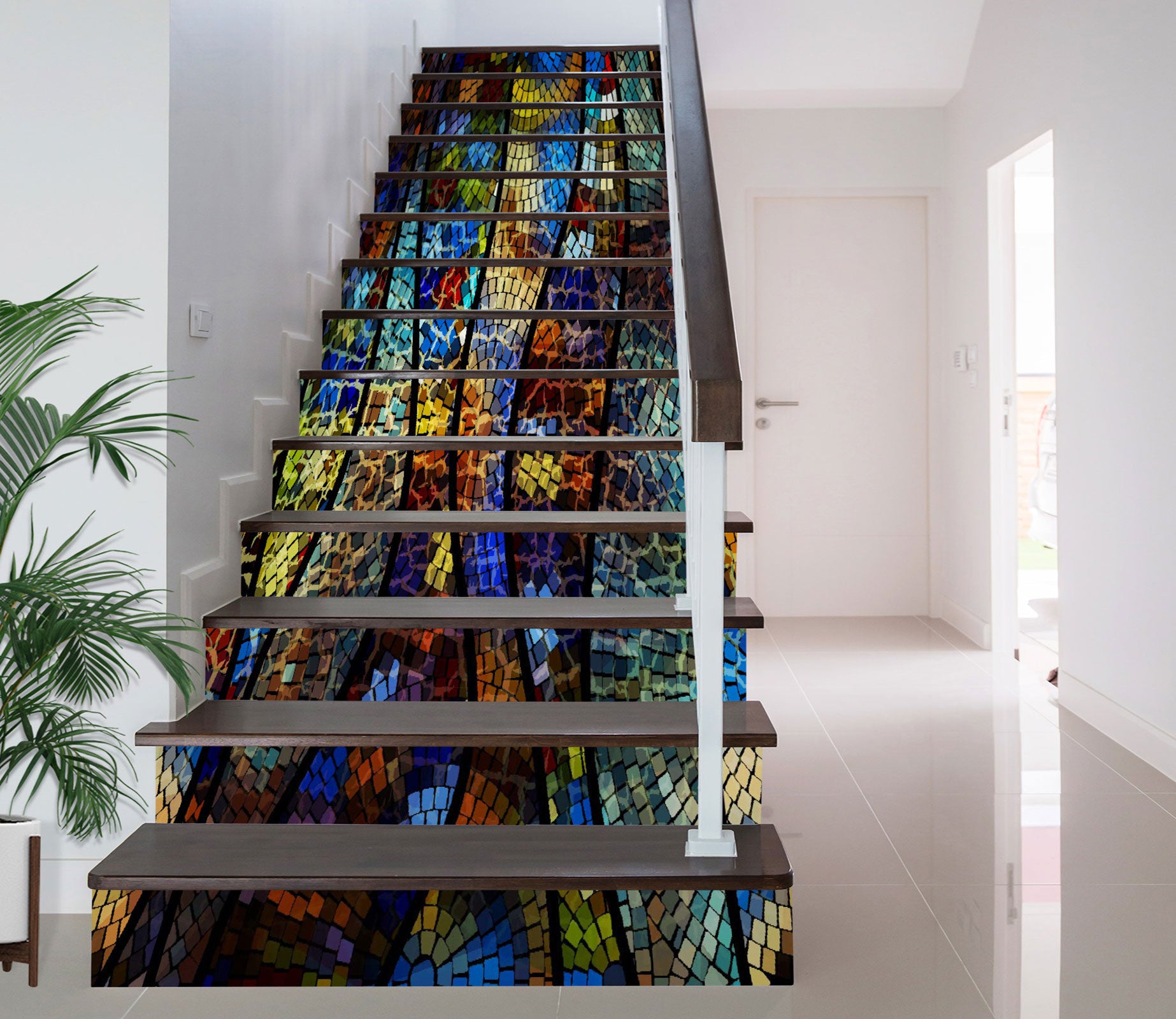 3D Colorful Fluorescent Square Arrangement 313 Stair Risers