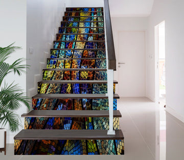 3D Colorful Fluorescent Square Arrangement 313 Stair Risers