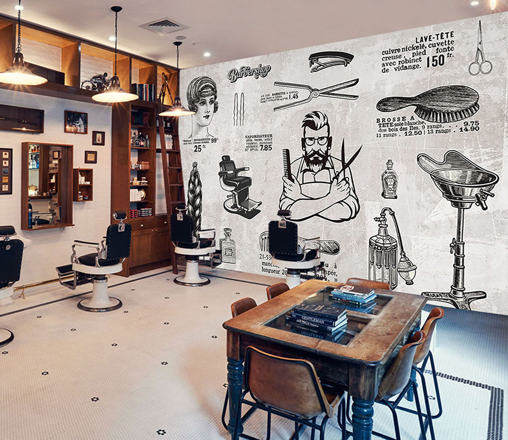 3D Gold Medal Barber 1462 Barber Shop Wall Murals