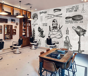 3D Gold Medal Barber 1462 Barber Shop Wall Murals