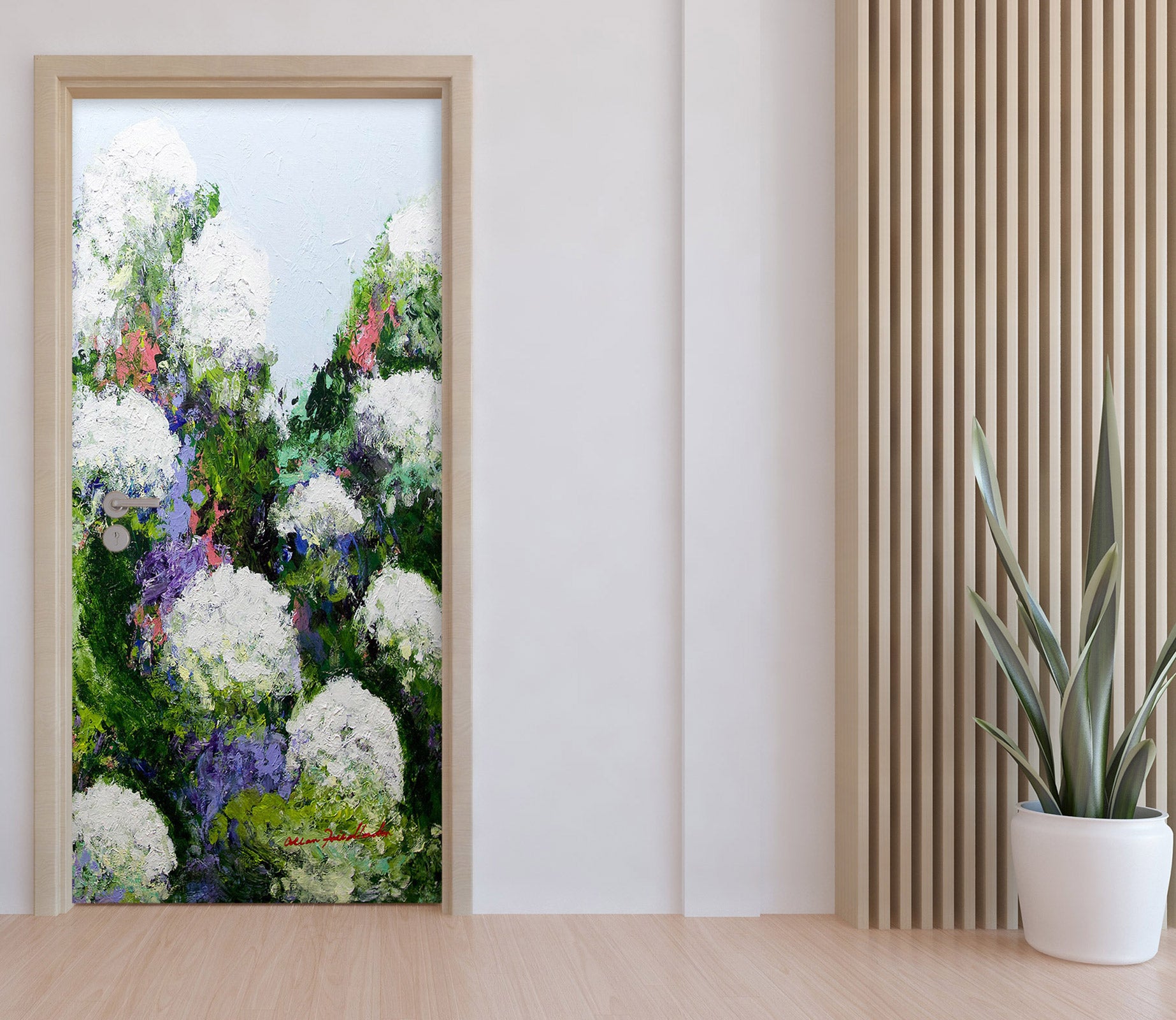 3D Painting White Flowers 93209 Allan P. Friedlander Door Mural
