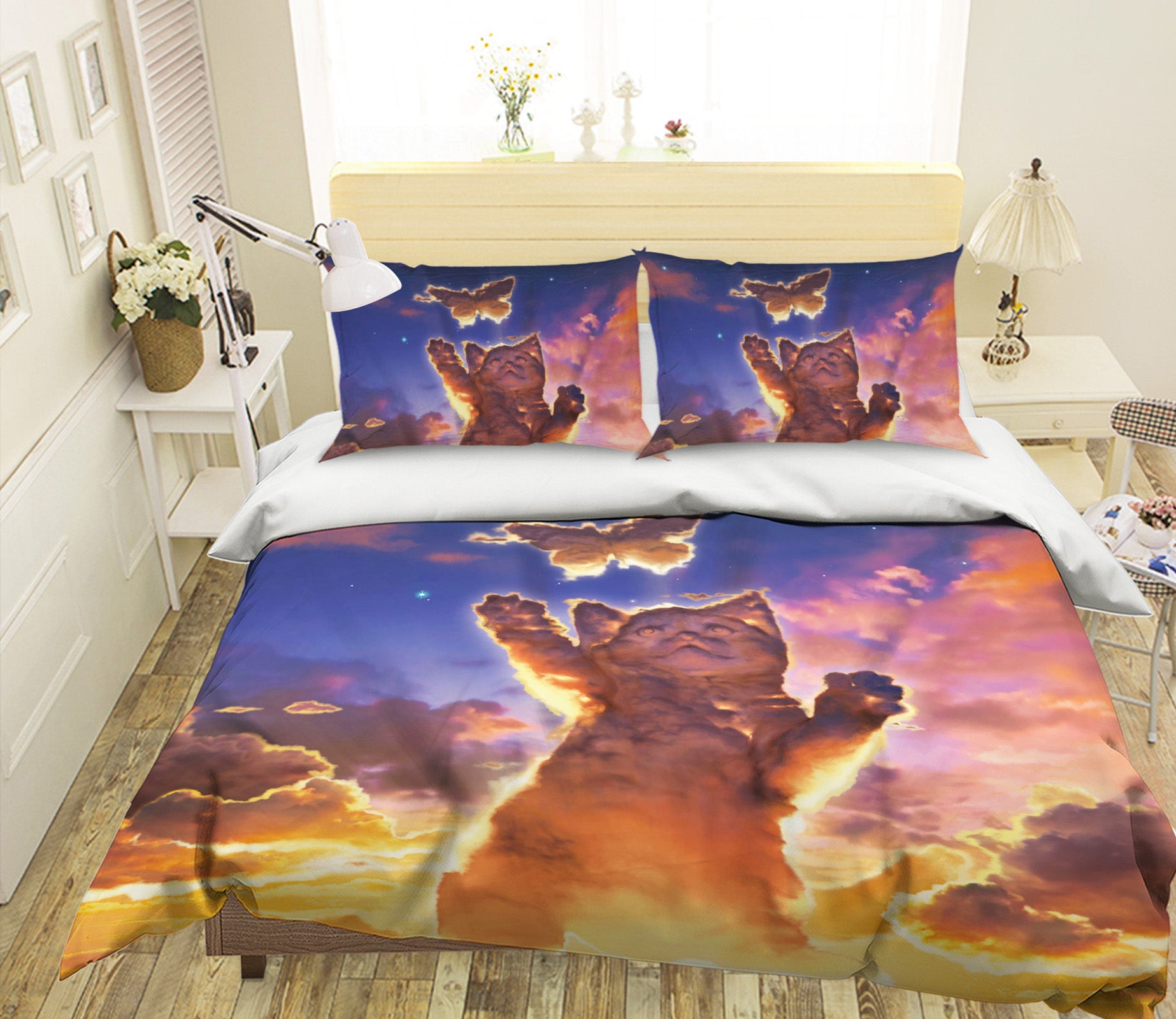 3D Cloud Kitten Sunset 032 Bed Pillowcases Quilt Exclusive Designer Vincent