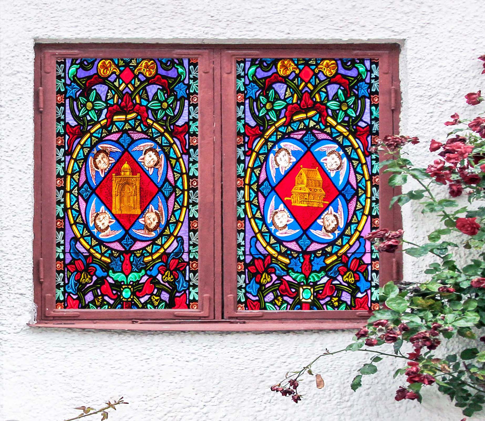 3D Angel Baby 295 Window Film Print Sticker Cling Stained Glass UV Block