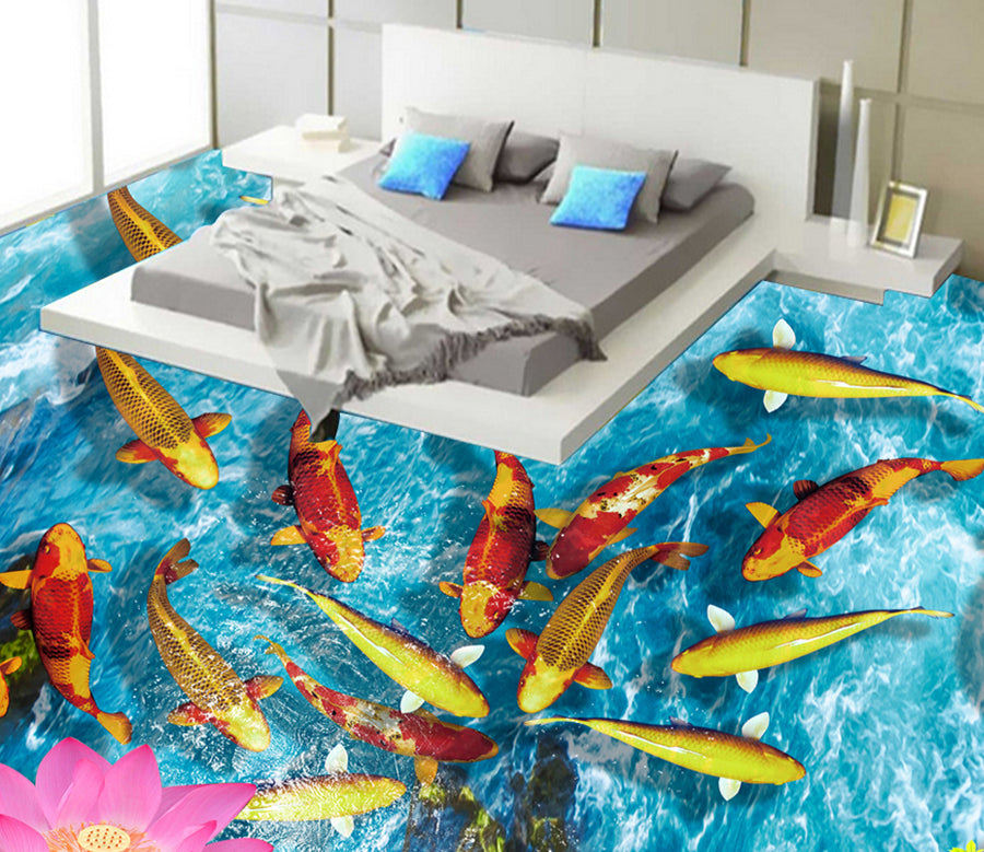 3D Lotus Koi 586 Floor Mural  Wallpaper Murals Rug & Mat Print Epoxy waterproof bath floor
