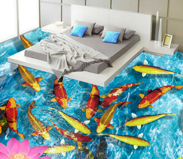 3D Lotus Koi 586 Floor Mural  Wallpaper Murals Rug & Mat Print Epoxy waterproof bath floor
