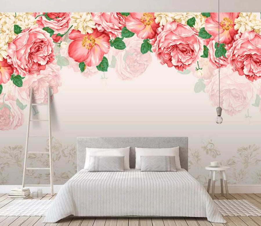 3D Pink Flowers 552 Wall Murals