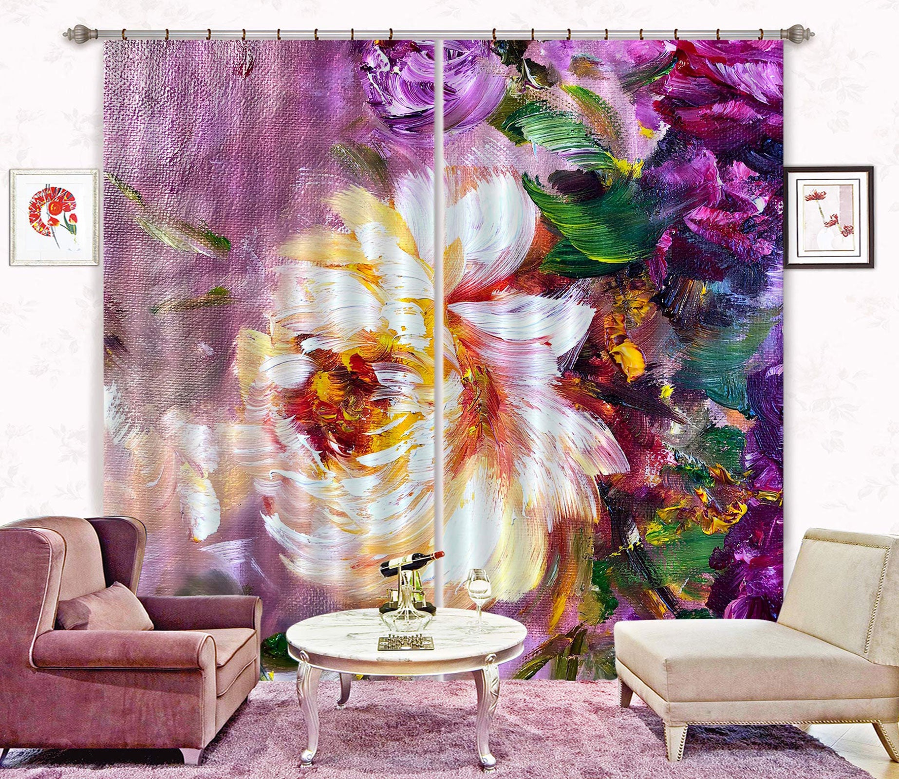 3D Painted Flowers 402 Skromova Marina Curtain Curtains Drapes