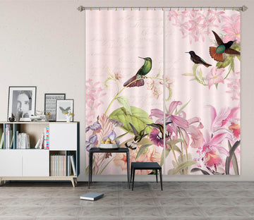 3D Magpie Flower 201 Uta Naumann Curtain Curtains Drapes