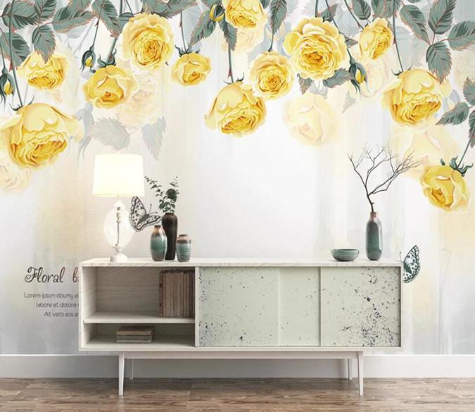 3D Yellow Rose 631 Wall Murals Wallpaper AJ Wallpaper 2 