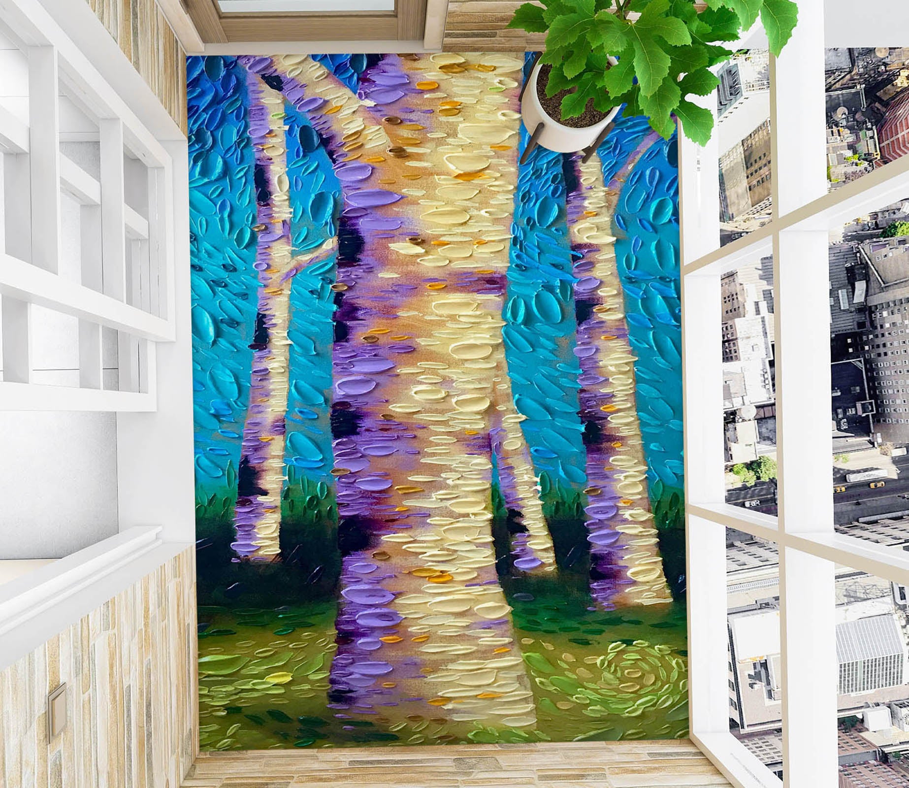 3D Trees Trunk Grass 102180 Dena Tollefson Floor Mural  Wallpaper Murals Self-Adhesive Removable Print Epoxy