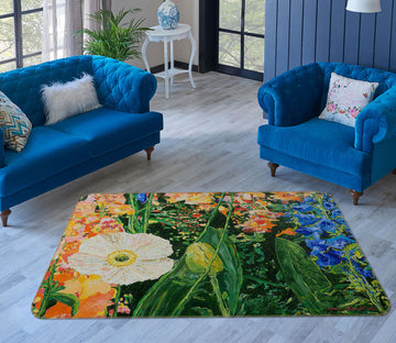 3D Colored Flowers 1033 Allan P. Friedlander Rug Non Slip Rug Mat