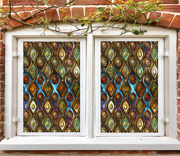 3D Green Glass 197 Window Film Print Sticker Cling Stained Glass UV Block