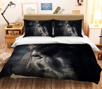 3D Black Horse Eyes 067 Bed Pillowcases Quilt