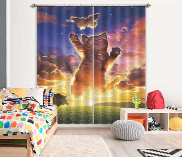 3D Cloud Kitten Sunset 024 Vincent Hie Curtain Curtains Drapes