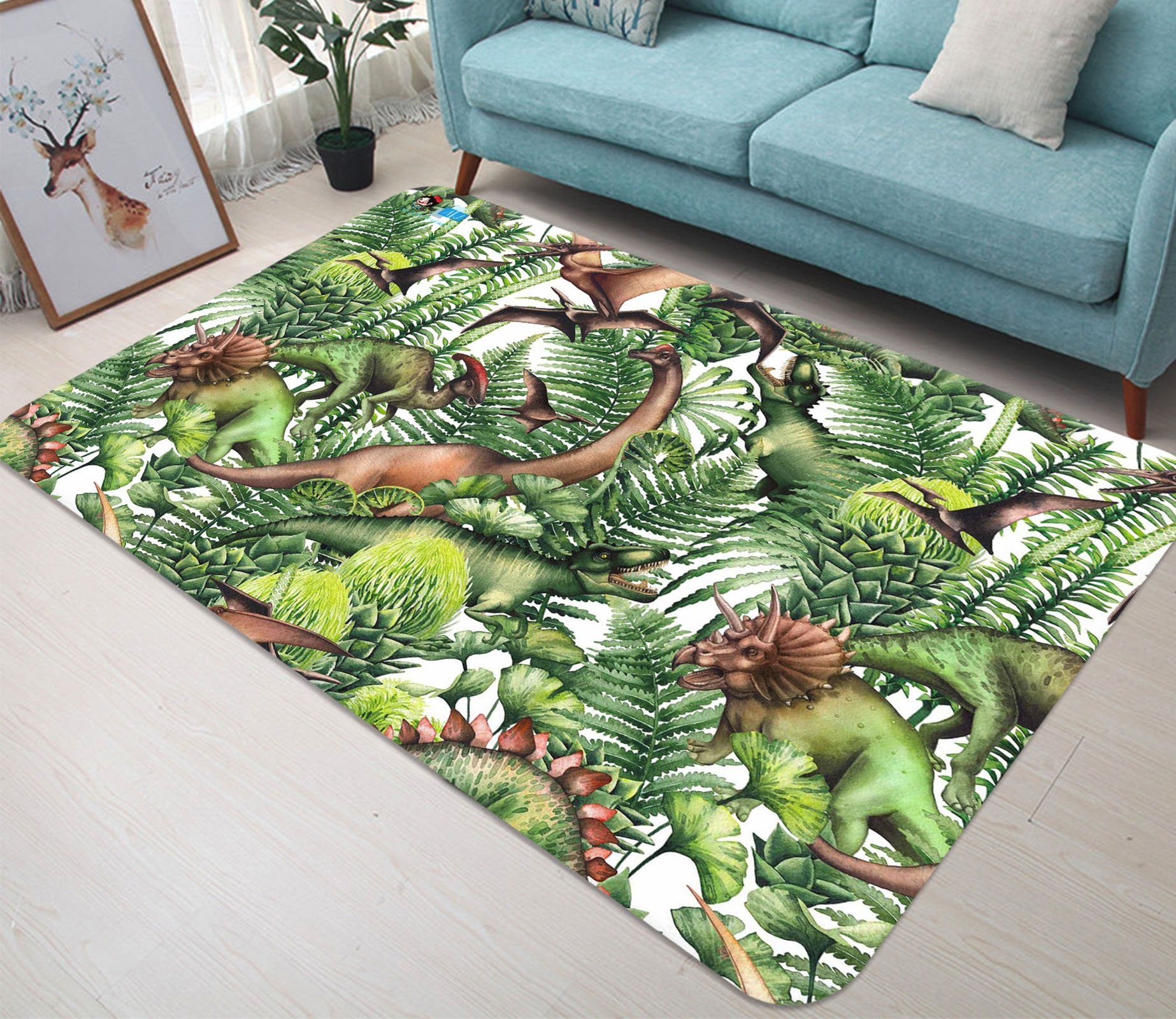 3D Dinosaur Plant 75 Non Slip Rug Mat Mat AJ Creativity Home 