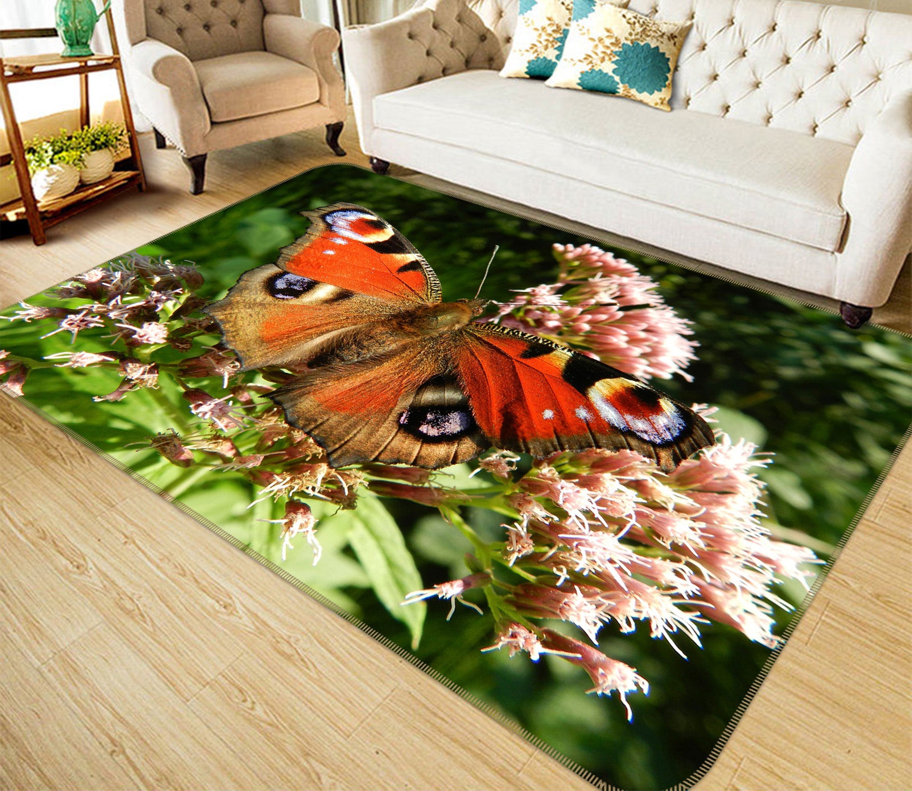 3D Red Butterfly 048 Animal Non Slip Rug Mat