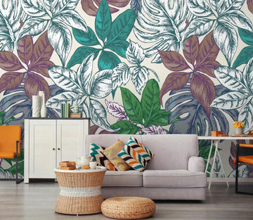3D Colored Leaves 589 Wall Murals