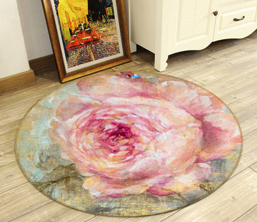 3D Pink Rose Flowers 1203 Debi Coules Rug Round Non Slip Rug Mat