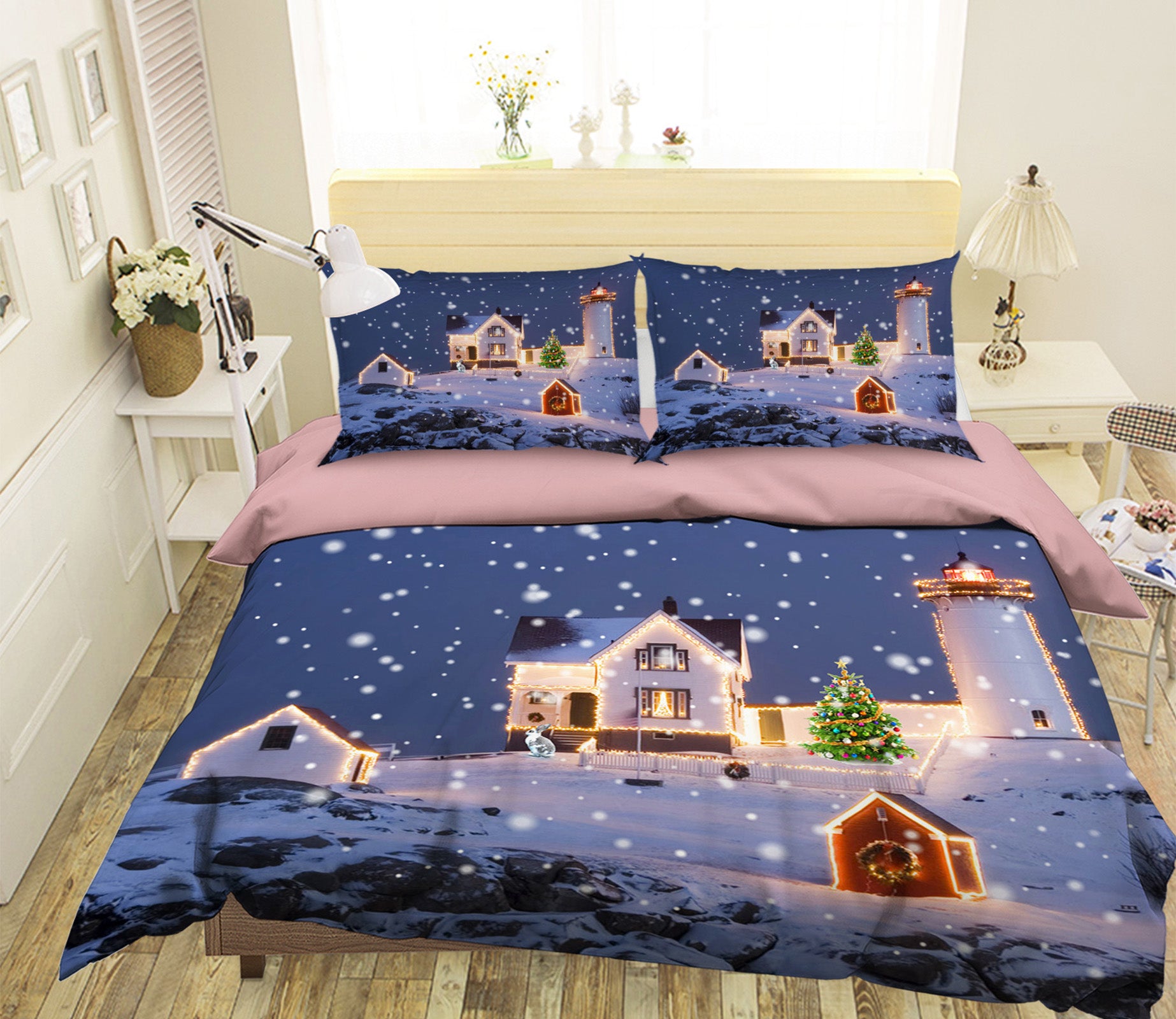3D Snow House 31131 Christmas Quilt Duvet Cover Xmas Bed Pillowcases