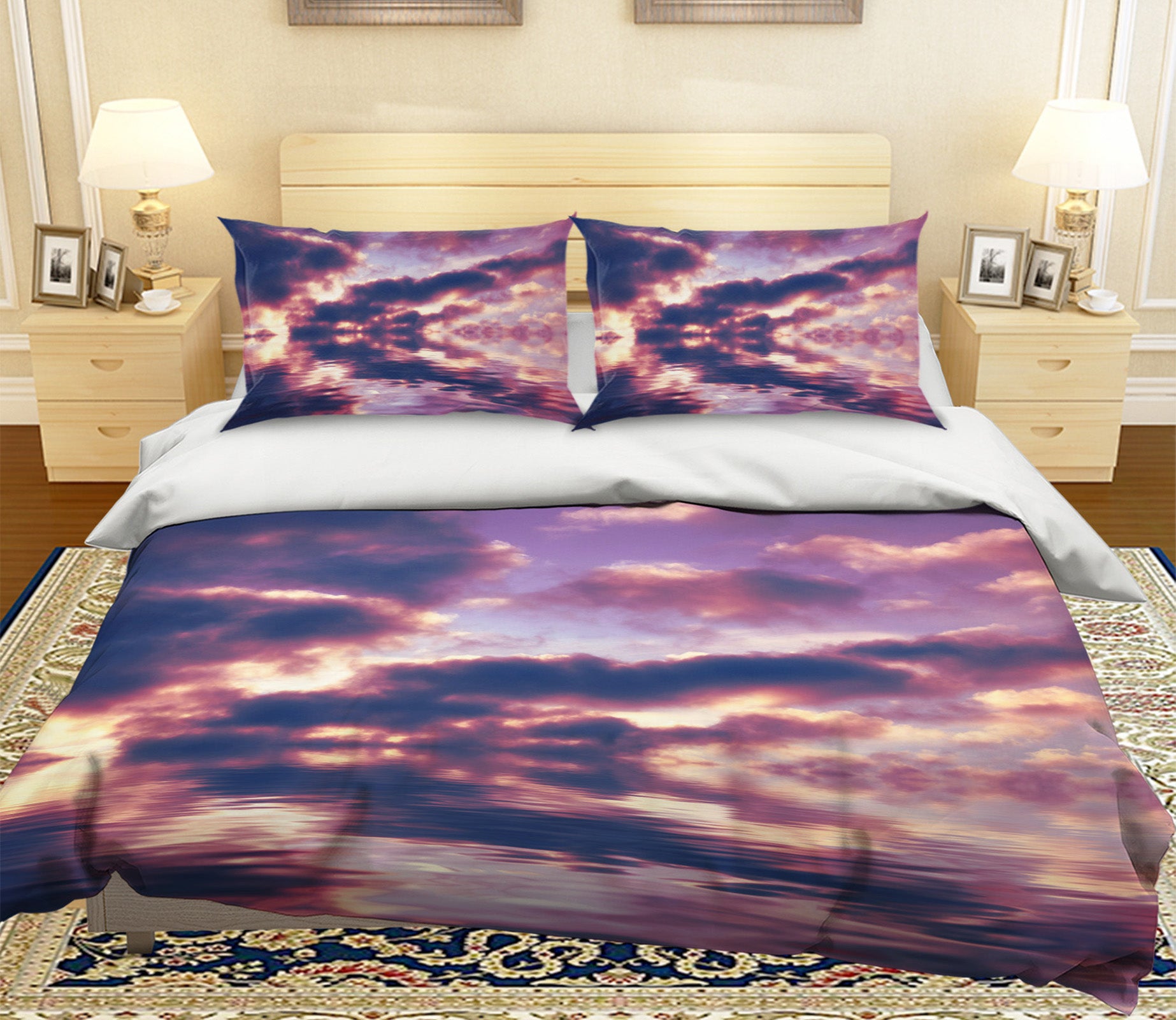 3D Purple Cloud 064 Bed Pillowcases Quilt