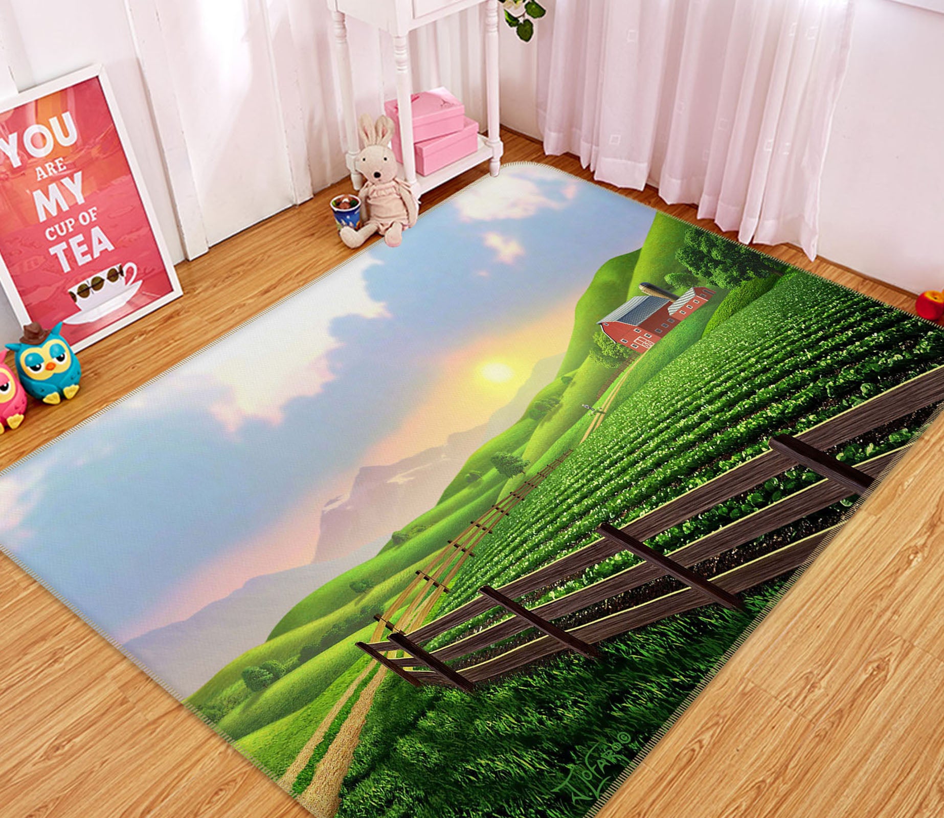 3D Sunny Farm 1056 Jerry LoFaro Rug Non Slip Rug Mat